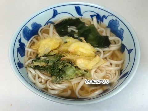 春の味✨たけのこと菜の花の天ぷらうどん